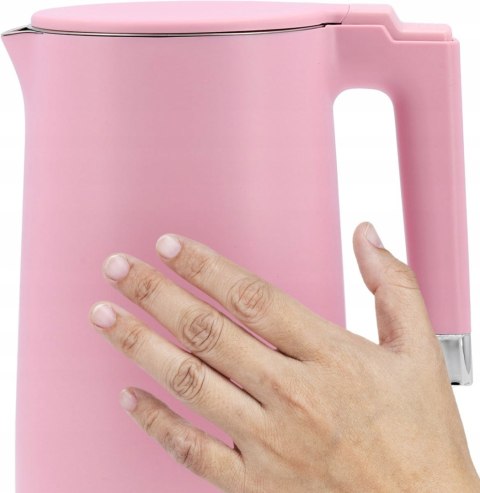 Czajnik Elektryczny Lund 2200W 1,5L Różowy Podwójne Ścianki Cool Touch