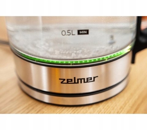 Czajnik Elektryczny Zelmer 1,7L 2200W Regulacja Temperatury Szkło/Stal