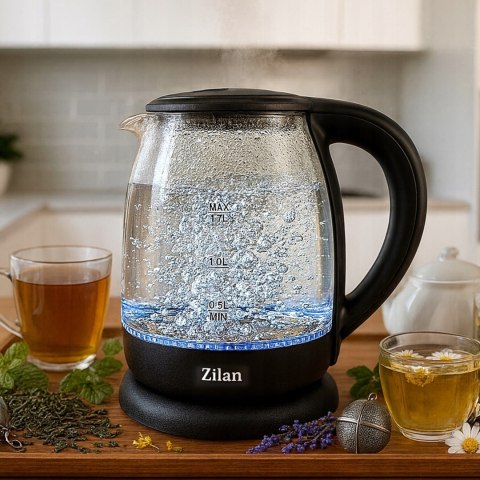 Czajnik Szklany 1.7L Z Dotyk. Panelem, 5 Led, Regul.Temp 60-100°C, 2200W