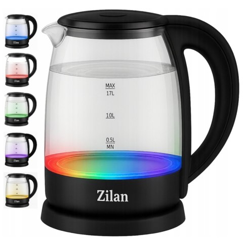 Czajnik Szklany 1.7L Z Dotyk. Panelem, 5 Led, Regul.Temp 60-100°C, 2200W