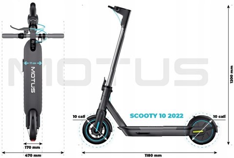 Hulajnoga Elektryczna Motus Scooty 10 2022 Ip54 15Ah Zasięg Do 65Km Boost