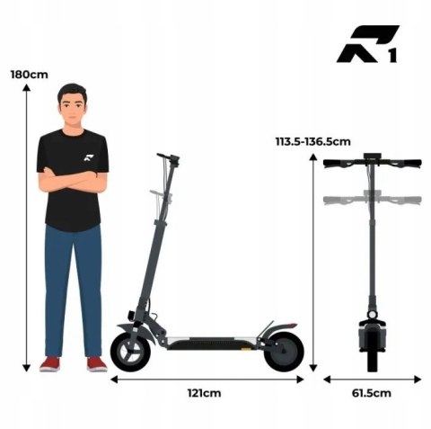 Hulajnoga Ruptor R1 500W 48V20ah 80Km, Miejska, 10 Cal Koła, Lcd, Aplikacja