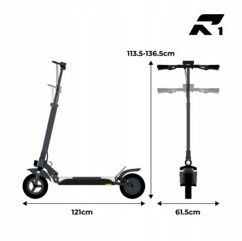 Hulajnoga Ruptor R1 500W 48V20ah 80Km, Miejska, 10 Cal Koła, Lcd, Aplikacja