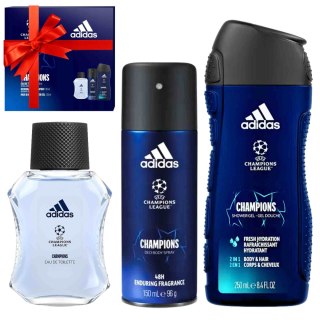 Adidas Champions League Zestaw Męski Edt 100Ml + Żel 250Ml + Deo 150Ml