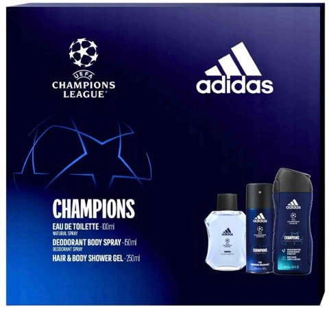 Adidas Champions League Zestaw Męski Edt 100Ml + Żel 250Ml + Deo 150Ml