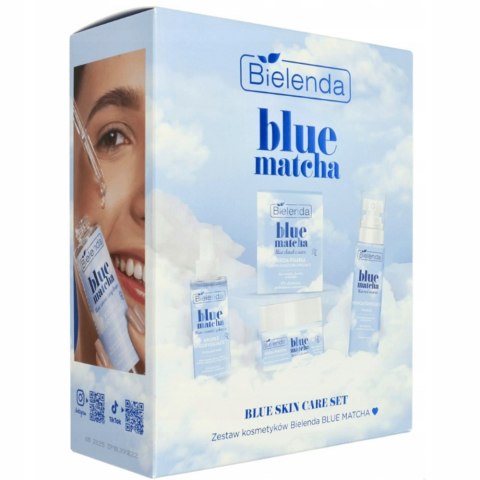 Bielenda Blue Matcha: Zestaw Pielęgnacyjny Twarzy Esencja, Krem, Krople