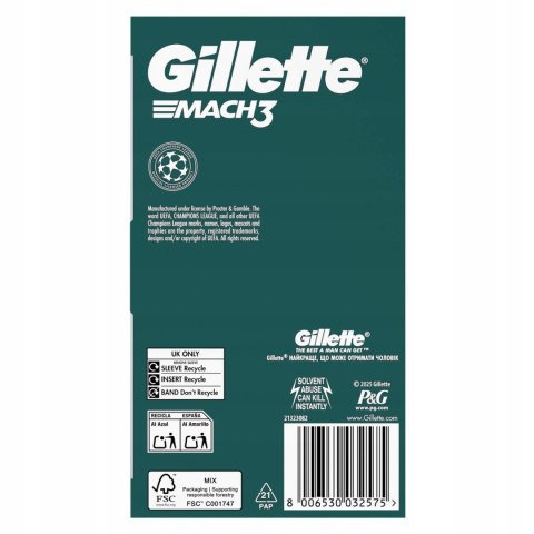 Gillette Mach3 Zestaw Do Golenia 3 Ostrza, Kosmetyczka, Prezent Dla Faceta