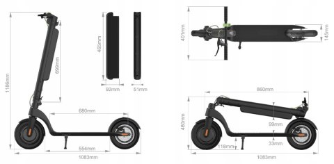 Hulajnoga Elektryczna 4Swiss Ex6 Up 350W 15Kg Składana Miejska 40Km Mobilna