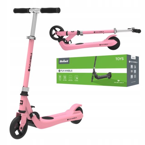 Hulajnoga Elektryczna Fun Wheels 12 Km/H 50Kg, Składana, Regulowana, Różowa