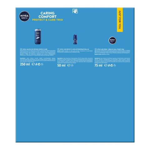 Nivea Men Caring Comfort - Zestaw Prezentowy: Żel, Antyperspirant, Krem