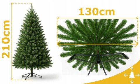 Choinka Sztuczna 210 Cm Naturalna 130 Cm + Metalowy Stojak, Realistyczny