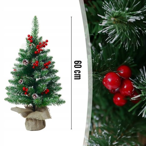 Choinka Sztuczna 60Cm Gęsta Z Jarzebiną, 70 Gałązek - Dla Domu I Biura