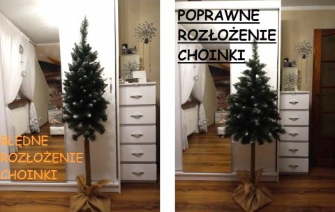 Choinka Sztuczna Sosna Diamentowa 160 Cm Na Naturalnym Pniu Z Kryształkami