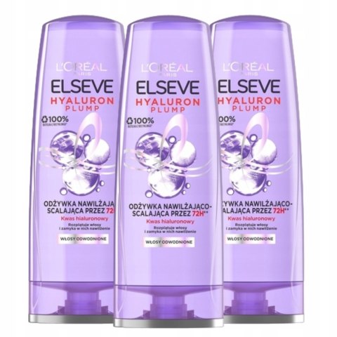 L'OrÉAl Elseve Hyaluron Plump Odżywka Nawilżająco-Scalająca 3X200ml 72H