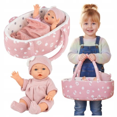 Lalka Bobas 30 Cm Z Nosidełkiem, Poduszką, Kołderką I Smoczkiem Kinderplay
