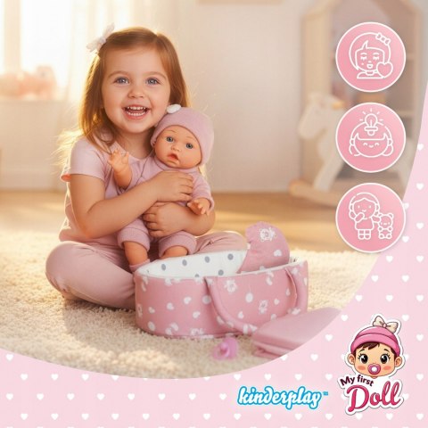 Lalka Bobas 30 Cm Z Nosidełkiem, Poduszką, Kołderką I Smoczkiem Kinderplay