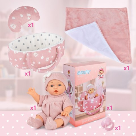 Lalka Bobas 30 Cm Z Nosidełkiem, Poduszką, Kołderką I Smoczkiem Kinderplay