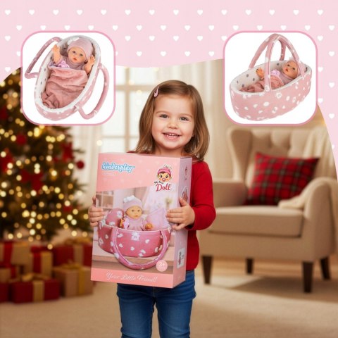 Lalka Bobas 30 Cm Z Nosidełkiem, Poduszką, Kołderką I Smoczkiem Kinderplay