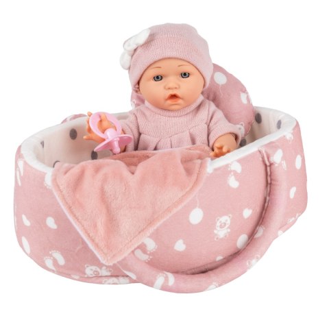 Lalka Bobas 30 Cm Z Nosidełkiem, Poduszką, Kołderką I Smoczkiem Kinderplay