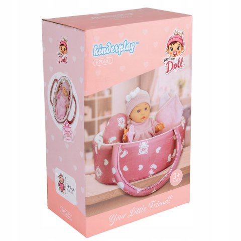 Lalka Bobas 30 Cm Z Nosidełkiem, Poduszką, Kołderką I Smoczkiem Kinderplay