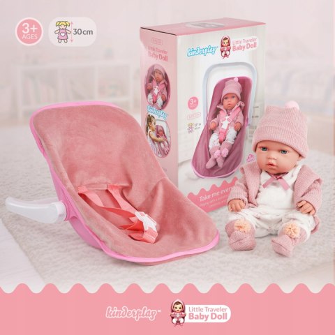 Lalka Bobas 30Cm Z Nosidełkiem I Ubrankami Kinderplay - Zestaw Różowy