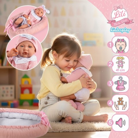 Lalka Bobas Interaktywna 41 Cm Z Kokonem I Smoczkiem, Realistyczna, Miękka