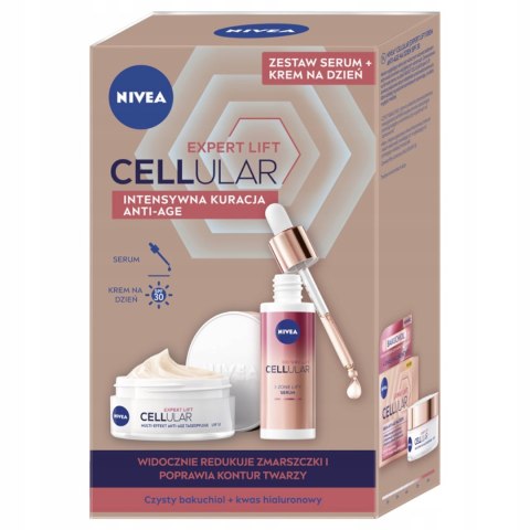 Nivea Cellular Expert Lift Zestaw Prezentowy Krem Spf30+Serum Liftingujące
