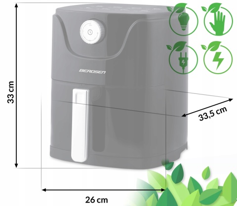 Frytkownica Beztłuszczowa Berdsen 1800W - Energooszczowa, Intuicyjny Timer