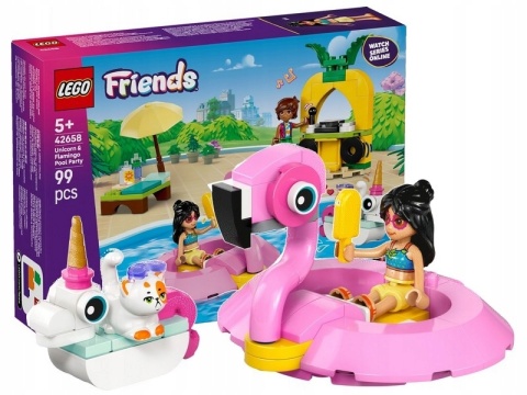 Lego Friends 42658 Impreza Na Basenie Z Flamingiem, Konstrukcyjny Zestaw 5+