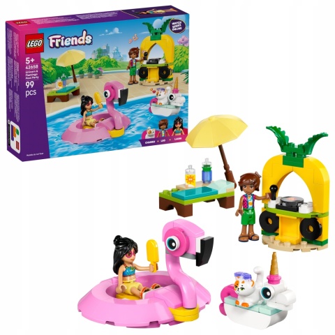 Lego Friends 42658 Impreza Na Basenie Z Flamingiem, Konstrukcyjny Zestaw 5+