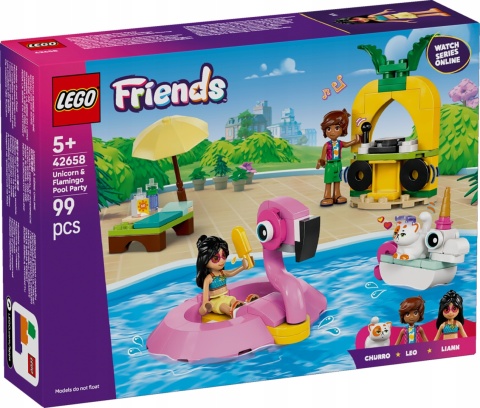Lego Friends 42658 Impreza Na Basenie Z Flamingiem, Konstrukcyjny Zestaw 5+