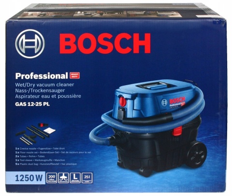 Odkurzacz przemysłowy Bosch GAS 12-25 PL 1250W 25L z systemem samooczyszczania