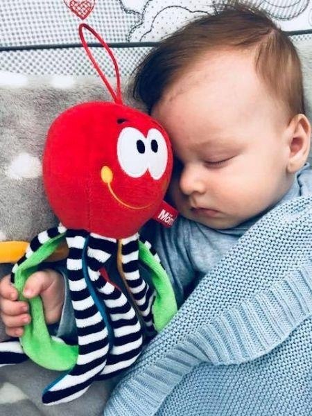 Ośmiornica Sensoryczna Z Grzechotką Dla Niemowląt Kontrastowa Zabawka