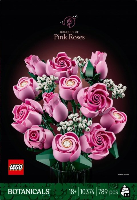 Lego Botanicals 10374 Bukiet Różowych Róż - Dekoracyjny Zestaw 789 El.