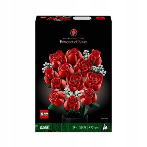 Lego Icons 10328 Bukiet Róż - Dekoracyjny Zestaw Na Prezent 822 Elementów