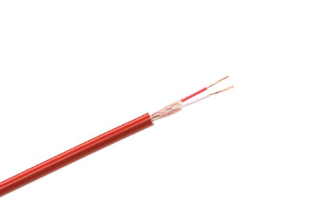 Azusa KAB0605B - kabel mikrofonowy stereo, 6 mm, czerwony, rolka 100 m do nagłośnienia