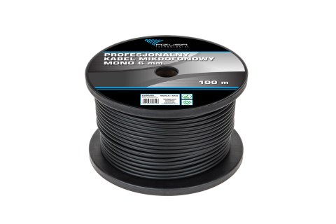 Azusa KAB0606 - kabel mikrofonowy mono, 6,2 ± 0,2 mm, czarny, rolka 100 m do nagłośnienia