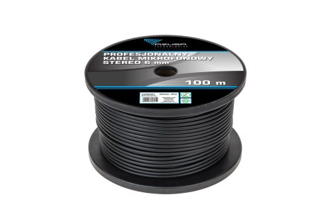 Azusa KAB0607 - kabel mikrofonowy stereo, 6,2 ± 0,2 mm, czarny, rolka 100 m do nagłośnienia