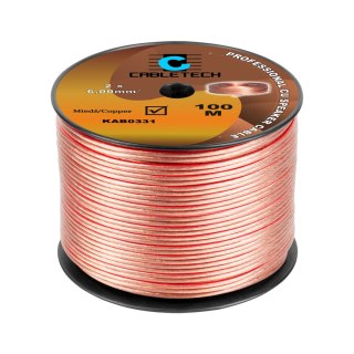Cabletech KAB0331 - kabel głośnikowy miedziany 2 × 6 mm², rolka 100 m do instalacji audio