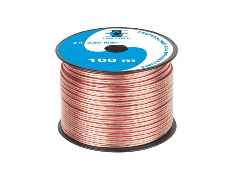 Cabletech KAB0360 - kabel głośnikowy CCA 2 × 2,5 mm², rolka 100 m do instalacji audio