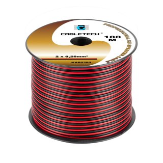 Cabletech KAB0380 - miedziany kabel głośnikowy 2 × 0,2 mm², czarno-czerwony, rolka 100 m