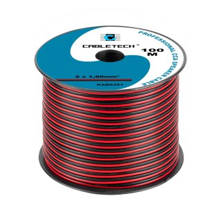Cabletech KAB0391 - kabel głośnikowy CCA 2 × 1,0 mm², czarno-czerwony, rolka 100 m