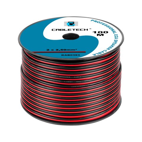 Cabletech KAB0393 - kabel głośnikowy CCA 2 × 2,5 mm², czarno-czerwony, rolka 100 m
