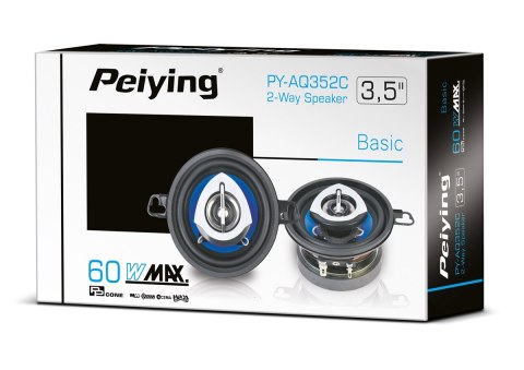 Głośniki samochodowe Peiying PY-AQ352C, 3,5 cala, 2-drożne, maks. 60 W, 4 Ω, komplet