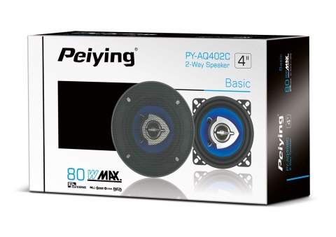 Głośniki samochodowe Peiying PY-AQ402C, 4 cale, 2-drożne, maks. 80 W, 4 Ω, komplet