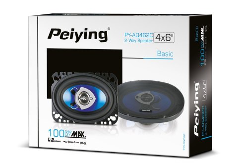 Głośniki samochodowe Peiying PY-AQ462C, 4 × 6 cali, 2-drożne, maks. 100 W, 4 Ω, komplet