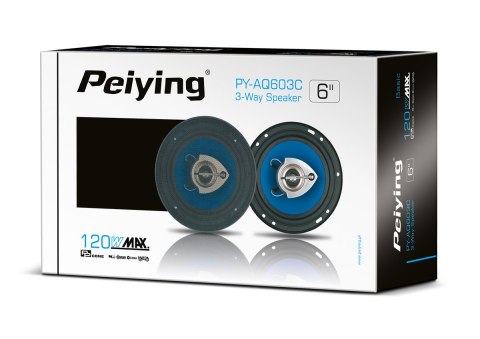 Głośniki samochodowe Peiying PY-AQ603C, 6 cali, 3-drożne, maks. 120 W, 4 Ω, komplet