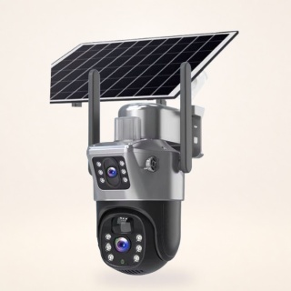 Kamera Zewnętrzna Solarna: Dwa Obiektywy 4K Hd 8Mp, Karta Sim 4G Lte, Ip66