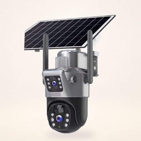Kamera Zewnętrzna Solarna: Dwa Obiektywy 4K Hd 8Mp, Karta Sim 4G Lte, Ip66