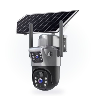 Kamera Zewnętrzna Solarna: Dwa Obiektywy 4K Hd 8Mp, Karta Sim 4G Lte, Ip66